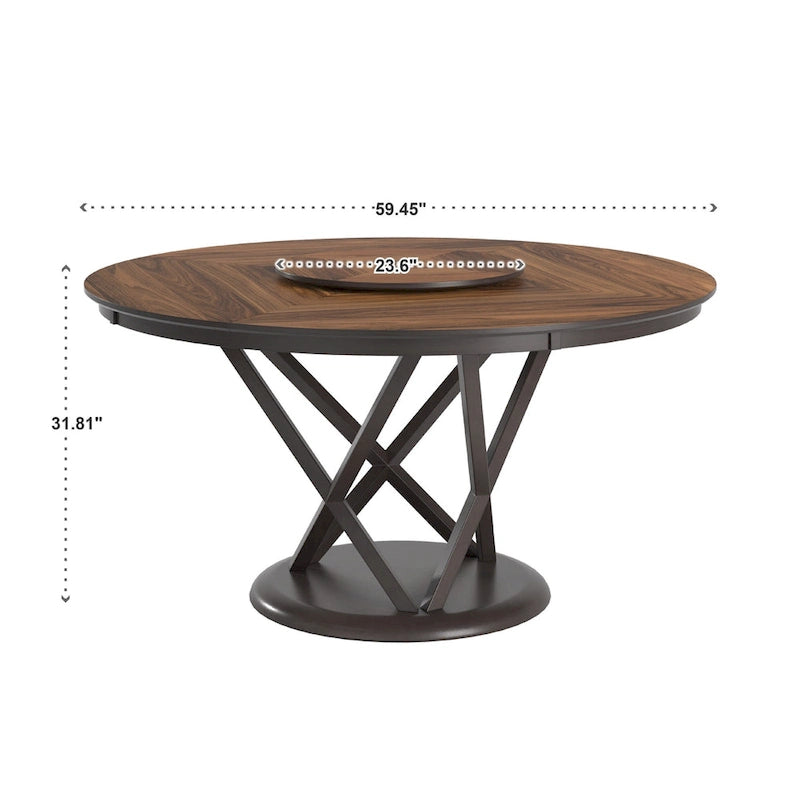 Priya Lazy Susan Turntable Espresso and Walnut Dining Table by iNSPIRE Q Modern