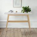 Castello 43 Rectangular Italian Carrara White Marble Console Table with Shelf - 43L x 12W x 31H - 43L x 12W x 31H