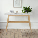 Castello 43 Rectangular Italian Carrara White Marble Console Table with Shelf - 43L x 12W x 31H - 43L x 12W x 31H