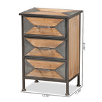 Baxton Studio Laurel Rustic Industrial Antique Grey Finished Metal and Whitewashed Oak Brown Finished Wood 3-Drawer End Table