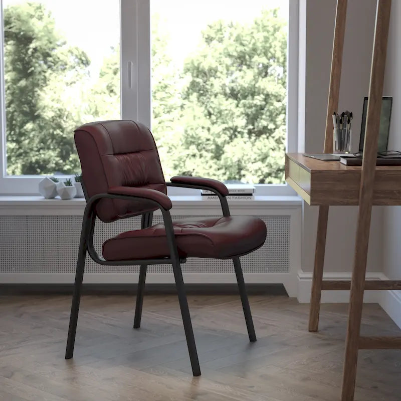 Upholstered Tufted Executive Reception Chair with Padded Arms - 23.25W x 26D x 36H