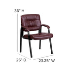 Upholstered Tufted Executive Reception Chair with Padded Arms - 23.25W x 26D x 36H