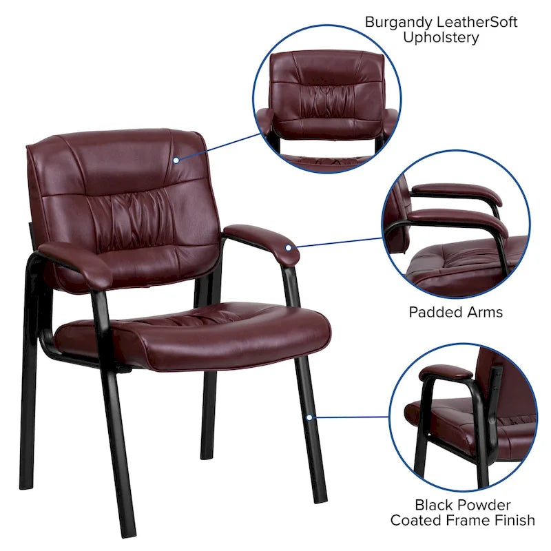 Upholstered Tufted Executive Reception Chair with Padded Arms - 23.25W x 26D x 36H
