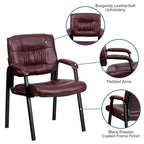 Upholstered Tufted Executive Reception Chair with Padded Arms - 23.25W x 26D x 36H