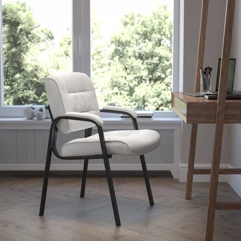 Upholstered Tufted Executive Reception Chair with Padded Arms - 23.25W x 26D x 36H