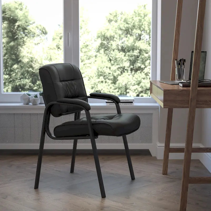 Upholstered Tufted Executive Reception Chair with Padded Arms - 23.25W x 26D x 36H