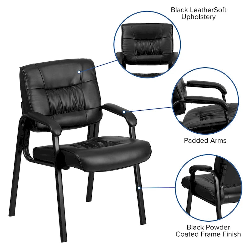 Upholstered Tufted Executive Reception Chair with Padded Arms - 23.25W x 26D x 36H