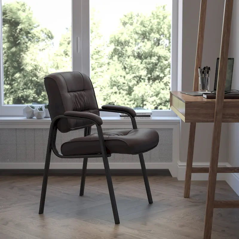 Upholstered Tufted Executive Reception Chair with Padded Arms - 23.25W x 26D x 36H