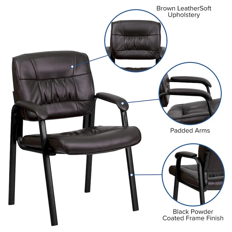 Upholstered Tufted Executive Reception Chair with Padded Arms - 23.25W x 26D x 36H