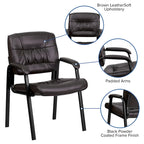 Upholstered Tufted Executive Reception Chair with Padded Arms - 23.25W x 26D x 36H