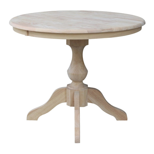 36 Round Top Pedestal Dining Table - Unfinished