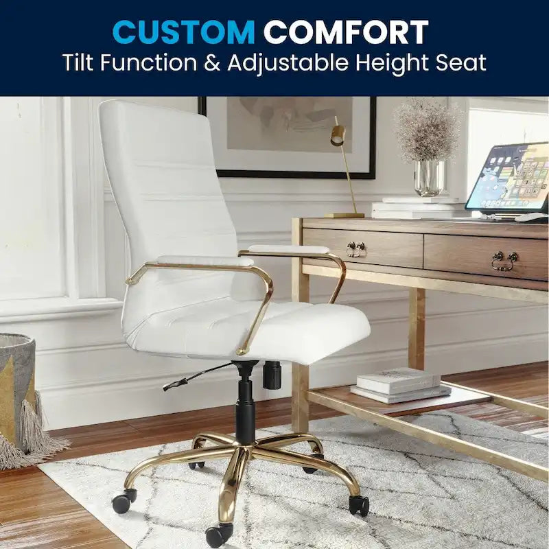High Back LeatherSoft Executive Swivel Office Chair with Chrome Base