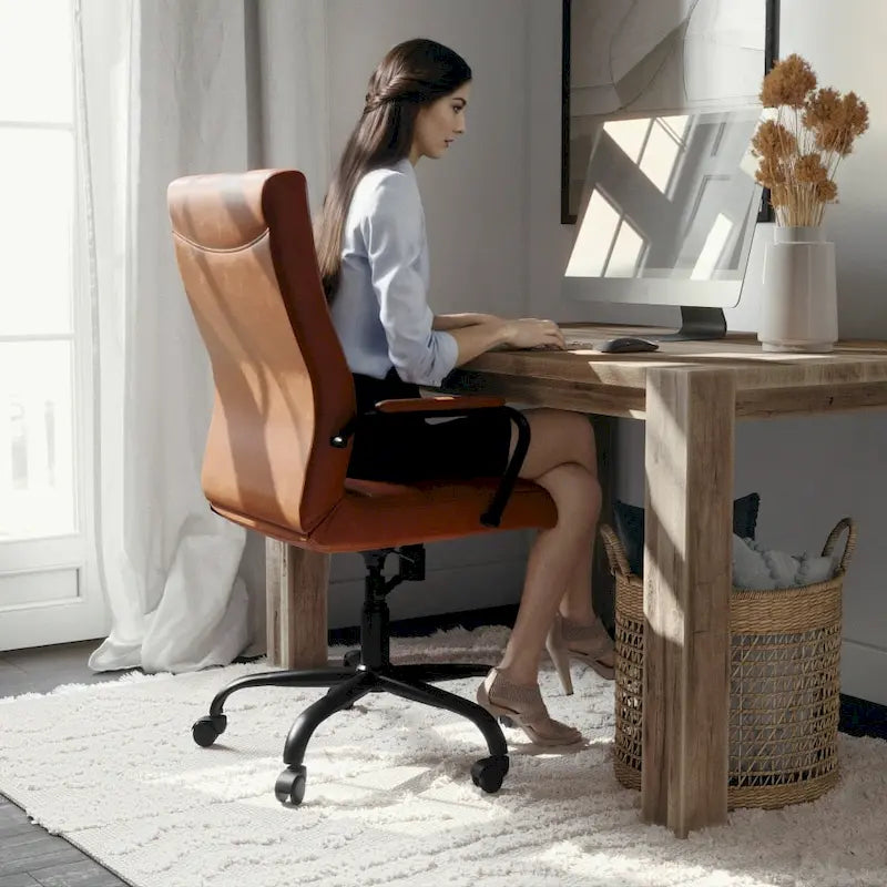 High Back LeatherSoft Executive Swivel Office Chair with Chrome Base