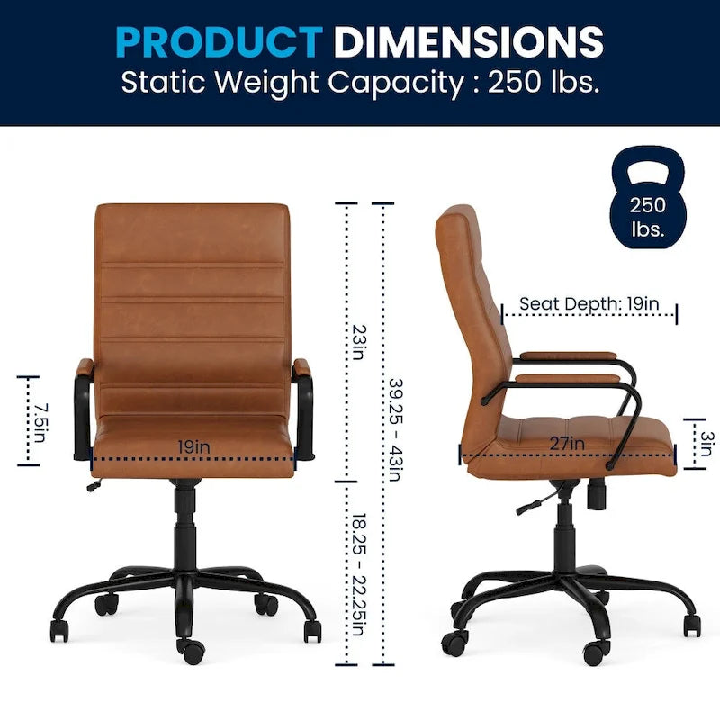 High Back LeatherSoft Executive Swivel Office Chair with Chrome Base