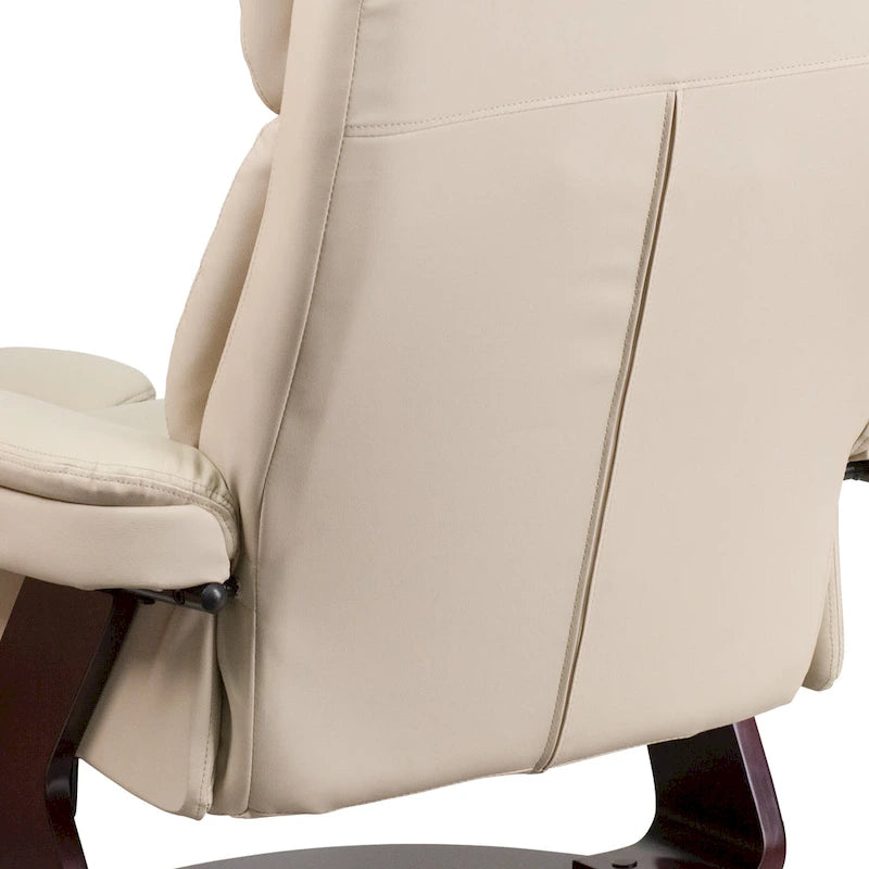 Contemporary Multi-Position Recliner and Curved Ottoman with Swivel Base - 34 - 44.5D x 33W x 41.25H