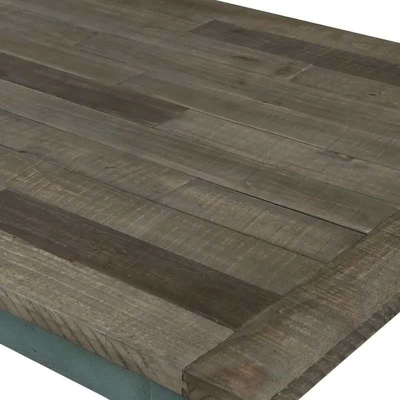 Roundhill Furniture Prato Blue and Brown Two-Tone Finish Wood Dining Table - N/A