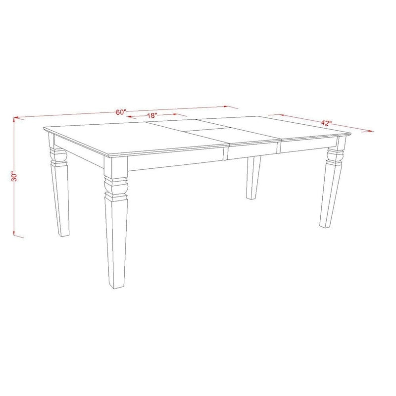 East West Furniture 7 Piece Kitchen Table & Chairs Se- a Dining Table and 6 Dining Chairs(Finish Options)