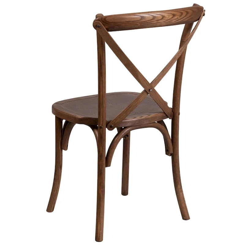 9' x 40 Rustic Folding Farm Table Set with 10 Cross Back Chairs and Cushions