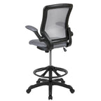 Mid-Back Mesh Ergonomic Drafting Chair with Foot Ring and Flip-Up Arms