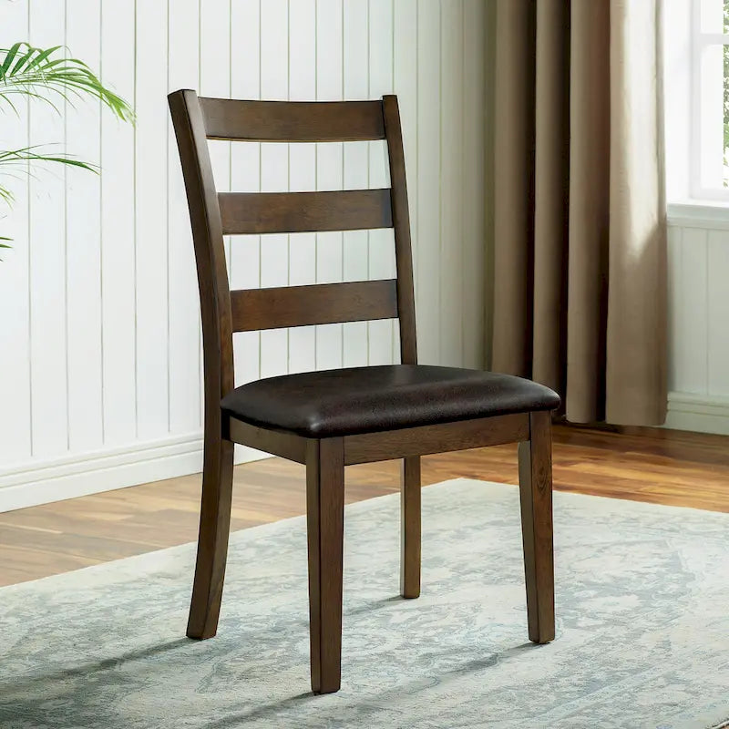 Oma Transitional Walnut Solid Wood 5-Piece Dining Table Set by