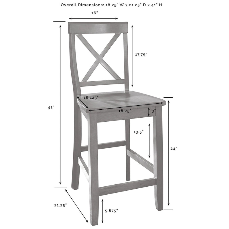 Crosley Julia Island with X-Back Stools - 60d x 50w x 41h