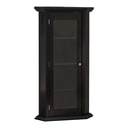 Corner Curio Storage Cabinet with Glass Door, Black Finish