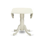 East West Furniture Dublin Kitchen Dining Table - a Round Wooden Table Top with Dropleaf & Pedestal Base, (Finish Options)