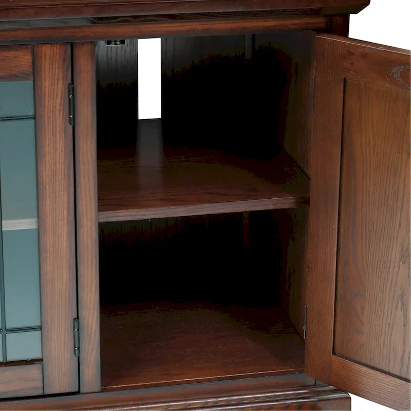 Leick Home 80360 Burnished Oak Leaded Glass TV Stand