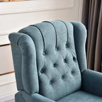 Push Back Recliner with Tufted Back and Wooden Legs