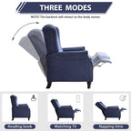 Push Back Recliner with Tufted Back and Wooden Legs