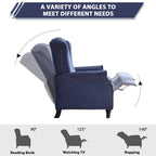 Push Back Recliner with Tufted Back and Wooden Legs