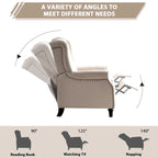 Push Back Recliner with Tufted Back and Wooden Legs