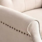 Push Back Recliner with Tufted Back and Wooden Legs