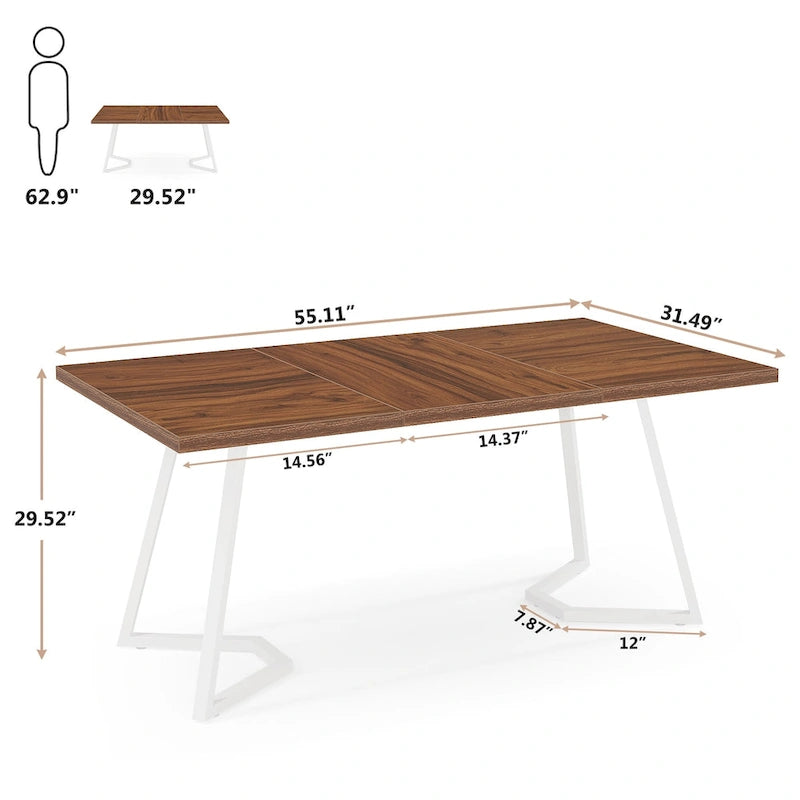 Home Office Computer Desk, White Gold 55 In Faux Marble Executive Desk