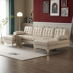 U-shaped Soft-Covered Armrest Backrest Seat Sectional Sofa Beige