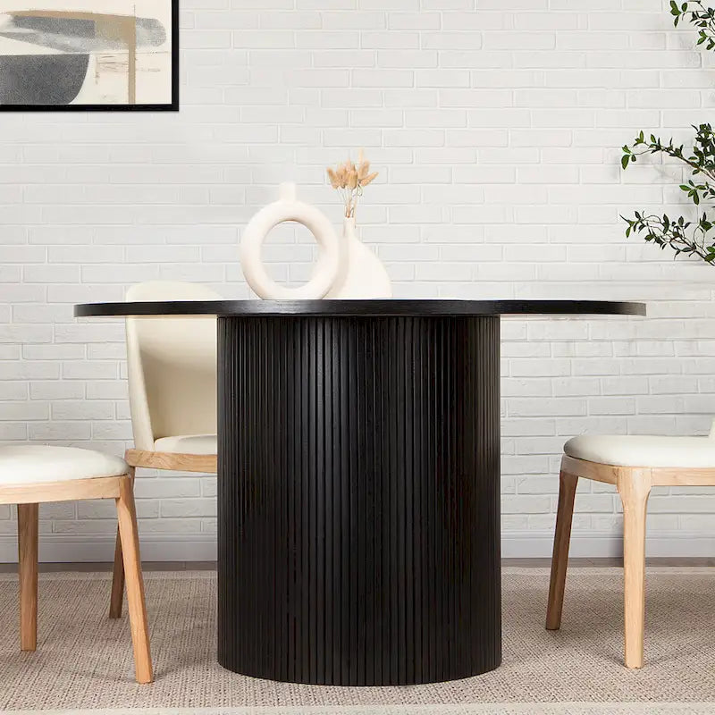 Fluted Rounded Table Round Fluted Pedestal Dining Table – Estilo Furniture Miami
