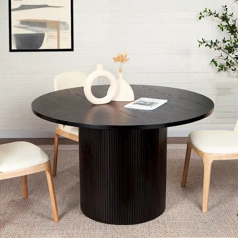 Fluted Rounded Table Round Fluted Pedestal Dining Table – Estilo Furniture Miami