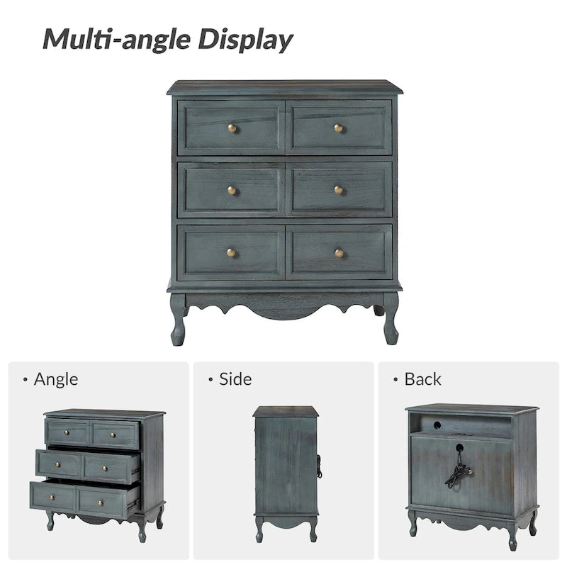Pallantium Farmhouse 30Tall Distressed 3-Drawer Nightstand With Solid Wood Legs and Adjustable Feet Set Of 2 by HULALA HOME
