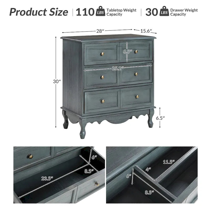 Pallantium Farmhouse 30Tall Distressed 3-Drawer Nightstand With Solid Wood Legs and Adjustable Feet Set Of 2 by HULALA HOME