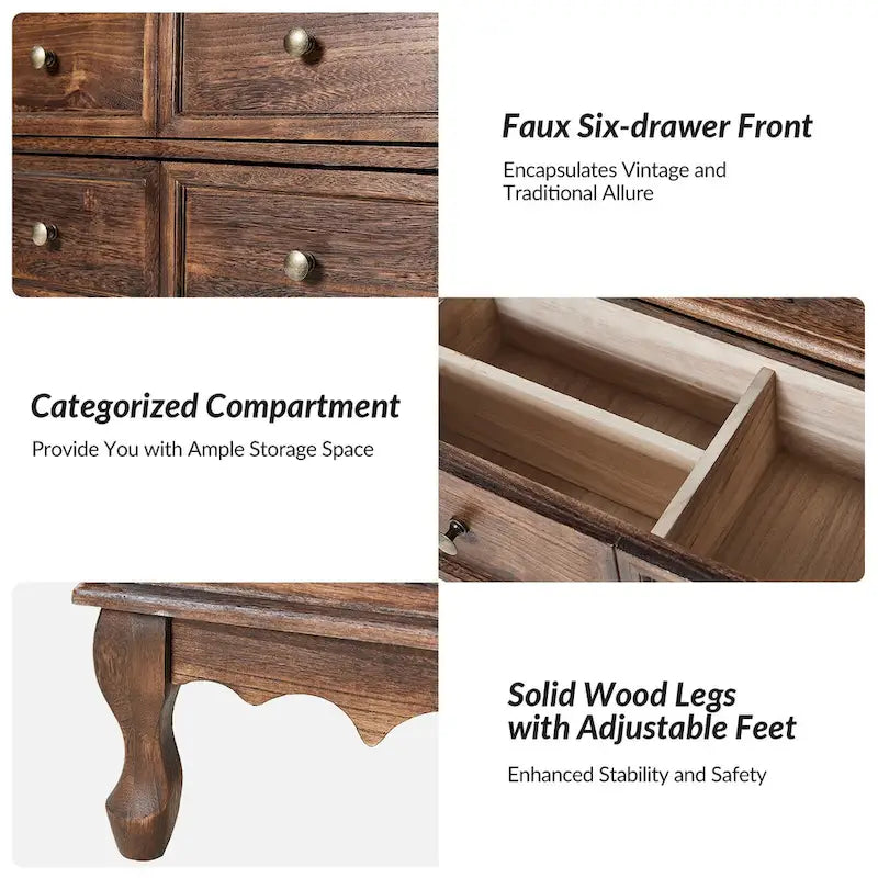 Pallantium Farmhouse 30Tall Distressed 3-Drawer Nightstand With Solid Wood Legs and Adjustable Feet Set Of 2 by HULALA HOME