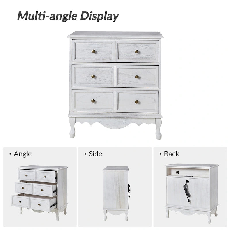 Pallantium Farmhouse 30Tall Distressed 3-Drawer Nightstand With Solid Wood Legs and Adjustable Feet Set Of 2 by HULALA HOME