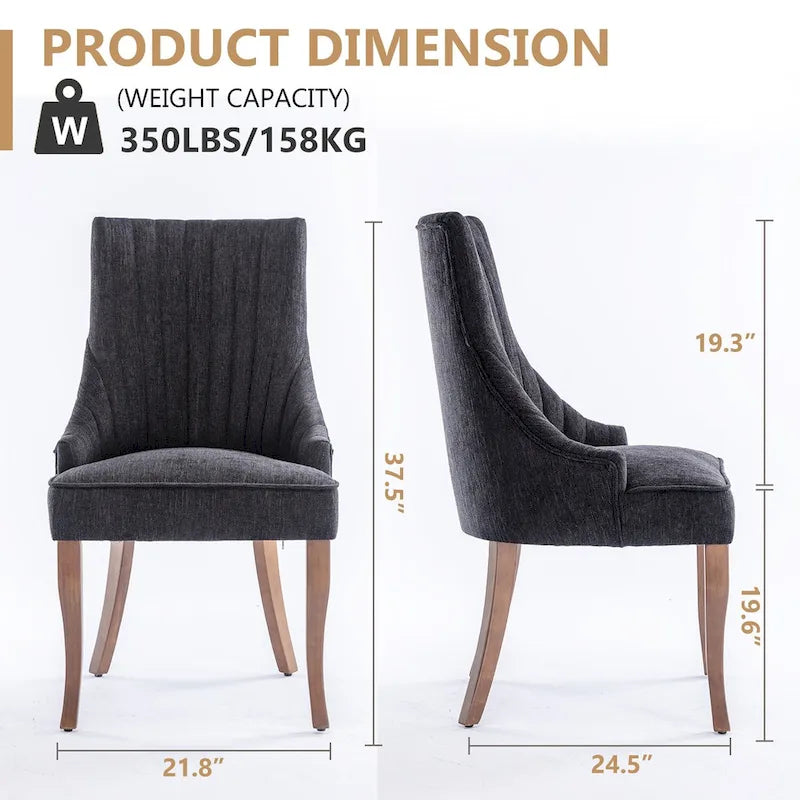 Wingback Upholstered Dining Chairs Set of 2, Fabric Side Dining Room Chairs, Living Room Chairs for Home Kitchen