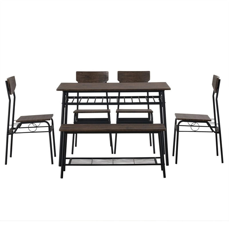 Steel Frame 6-Piece Modern Dining Set for Kitchen