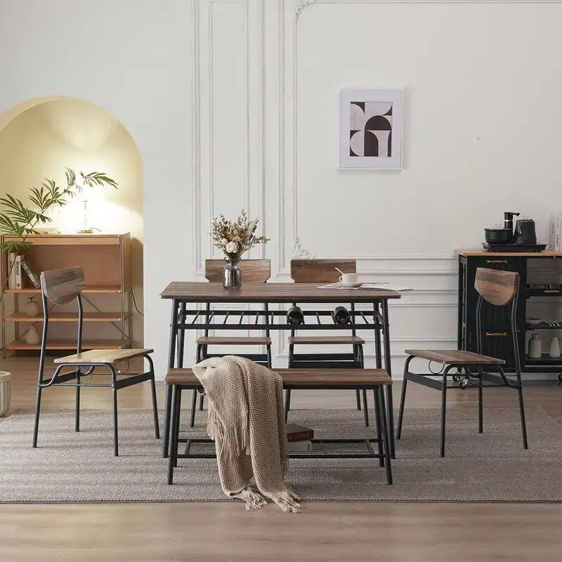Steel Frame 6-Piece Modern Dining Set for Kitchen