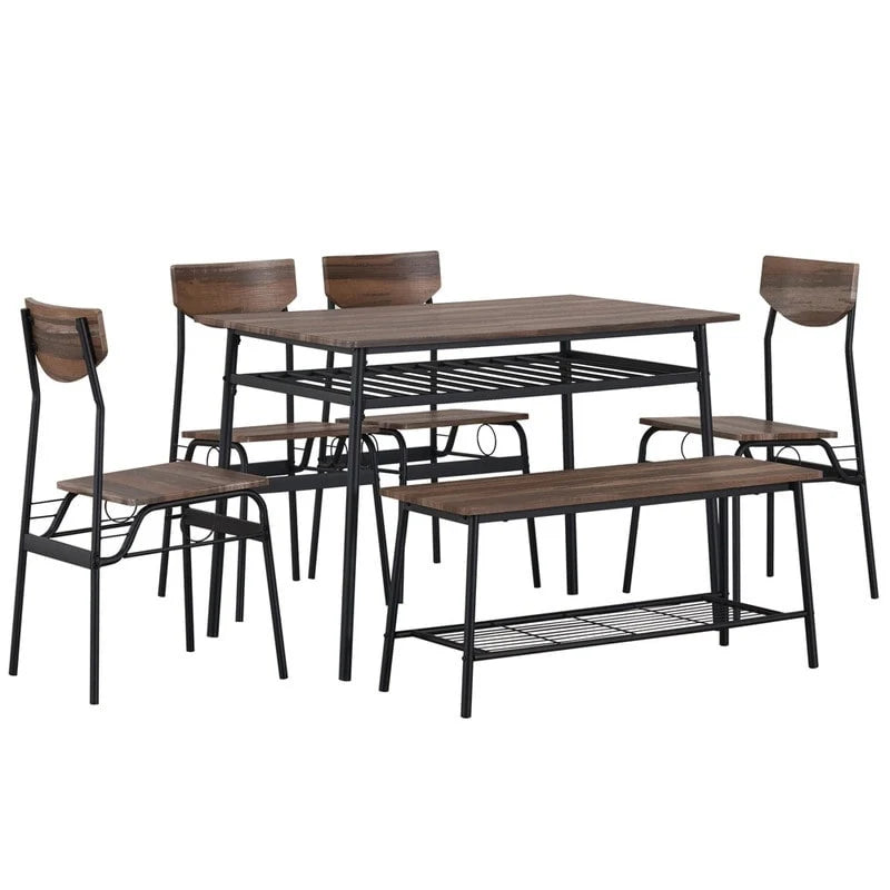 Steel Frame 6-Piece Modern Dining Set for Kitchen