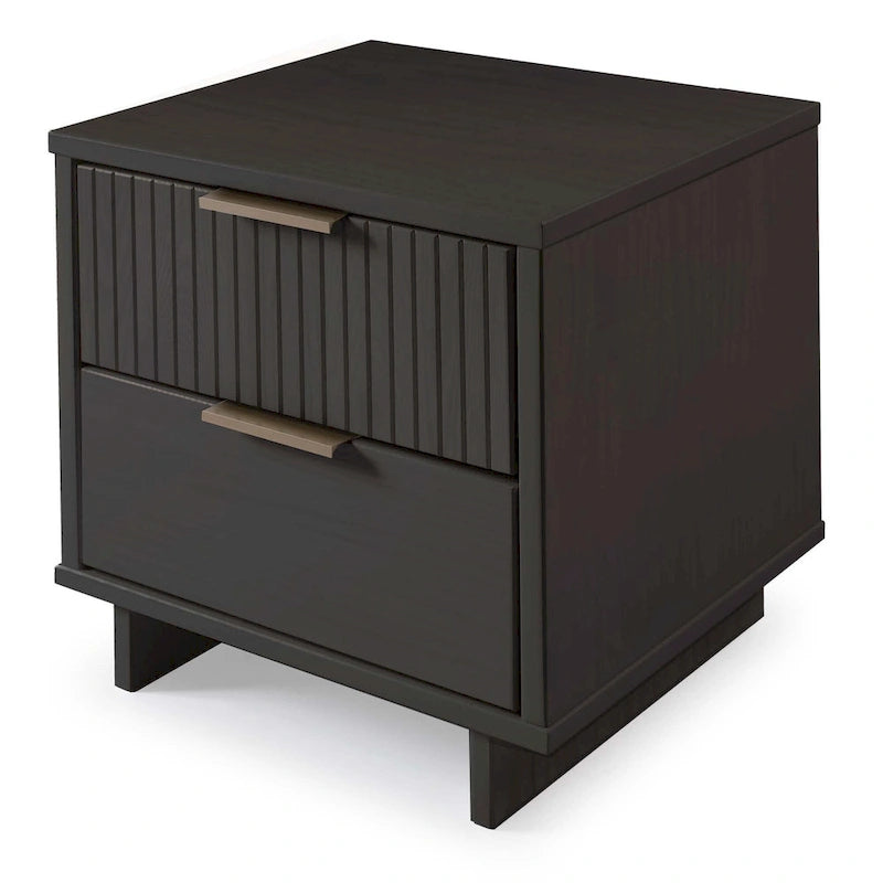 Manhattan Comfort Granville Mid Century Solid Wood 2 Drawer Nightstand Set of 2