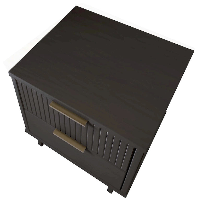 Manhattan Comfort Granville Mid Century Solid Wood 2 Drawer Nightstand Set of 2