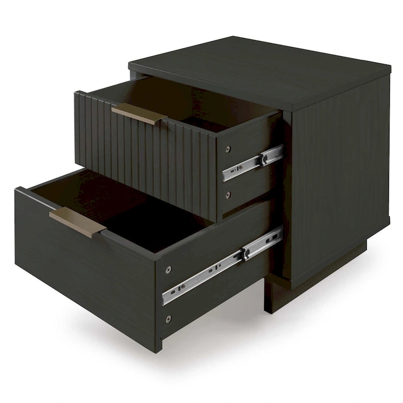 Manhattan Comfort Granville Mid Century Solid Wood 2 Drawer Nightstand Set of 2