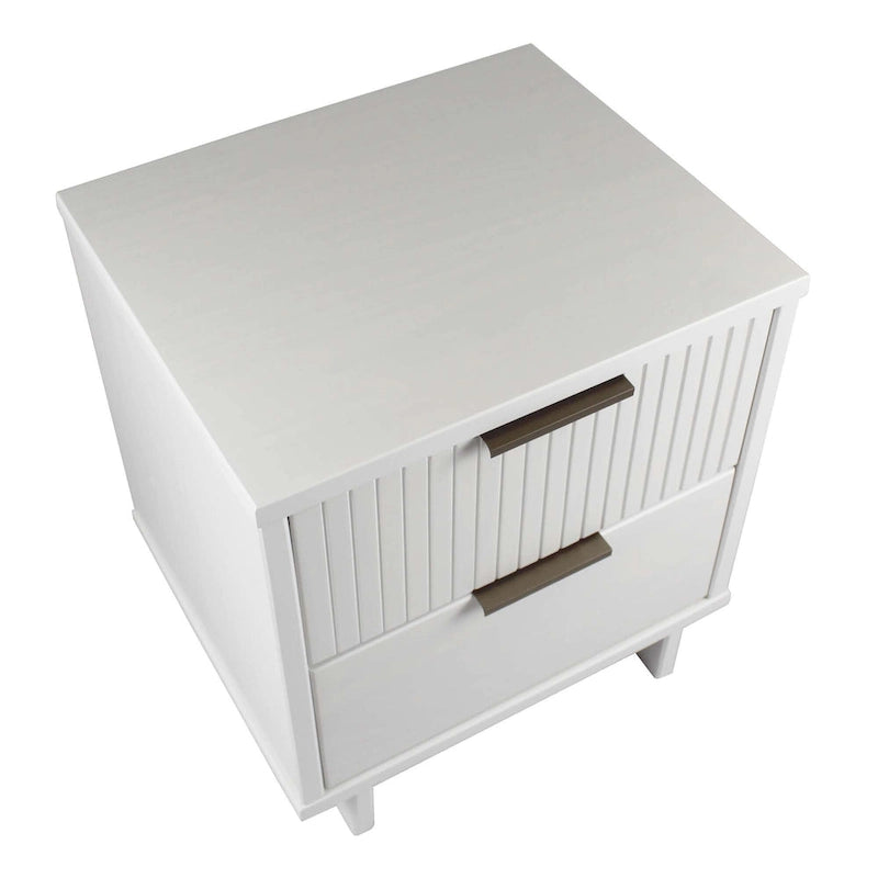 Manhattan Comfort Granville Mid Century Solid Wood 2 Drawer Nightstand Set of 2