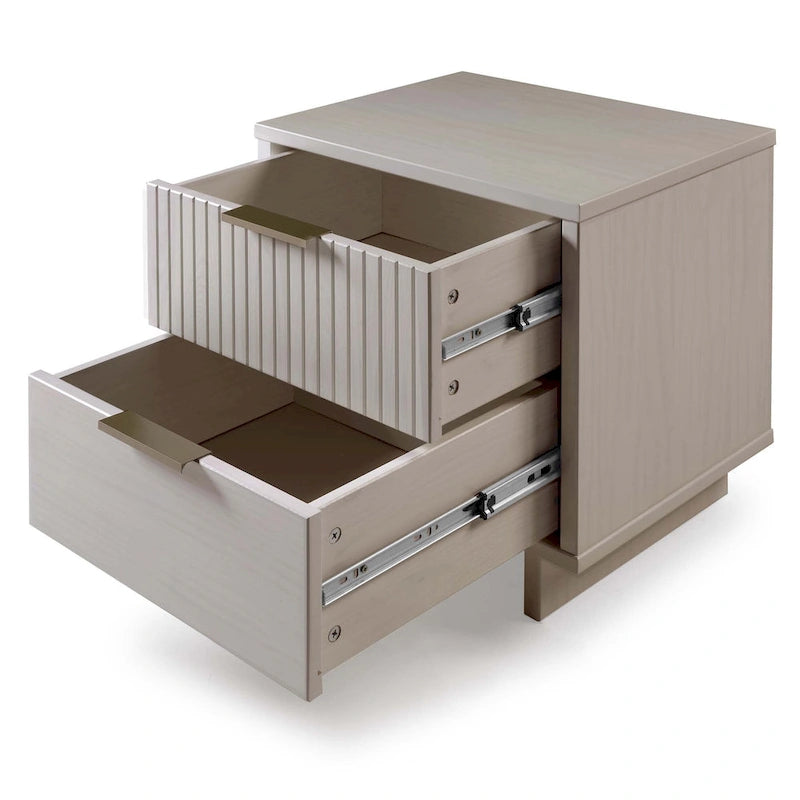 Manhattan Comfort Granville Mid Century Solid Wood 2 Drawer Nightstand Set of 2